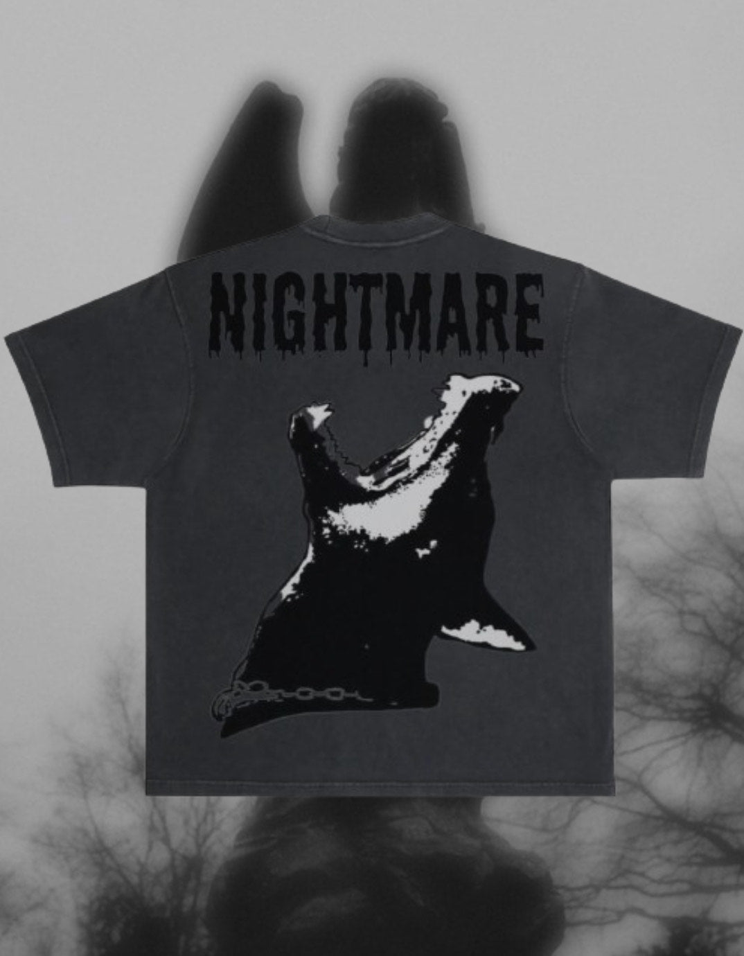 Nightmare Dark Wash Oversized Black Tee